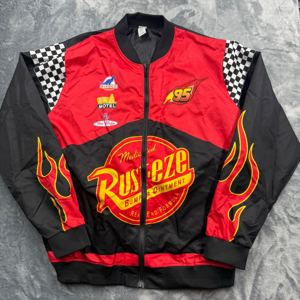 Y2K GarmentOne Lightning McQueen Racing Jacket Rust-eze Red Black XL Piston Cup